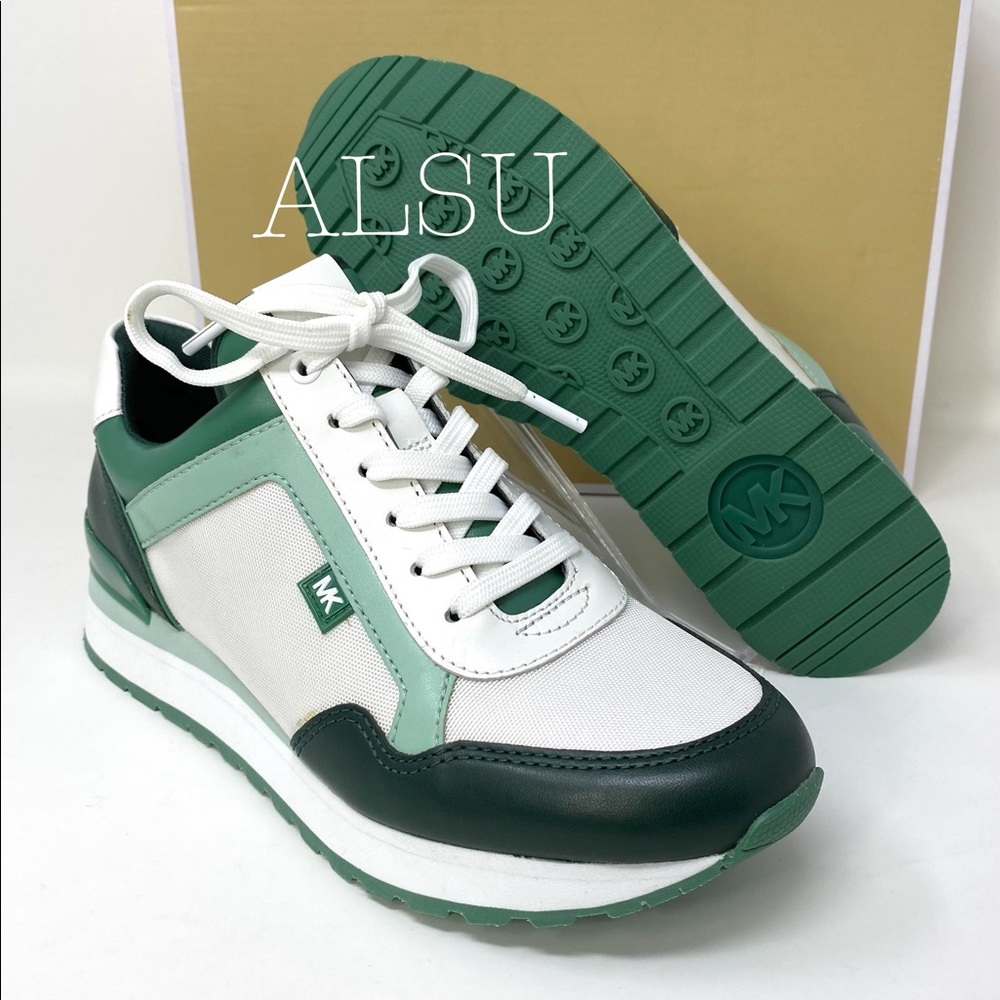 🍃SALE🍃 Michael Kors Maddy Trainer Canvas Racing Green Women Size 7 49F9MAFS2D - Picture 4 of 10